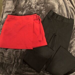 Spanx Red Skirt and Black Pants Set